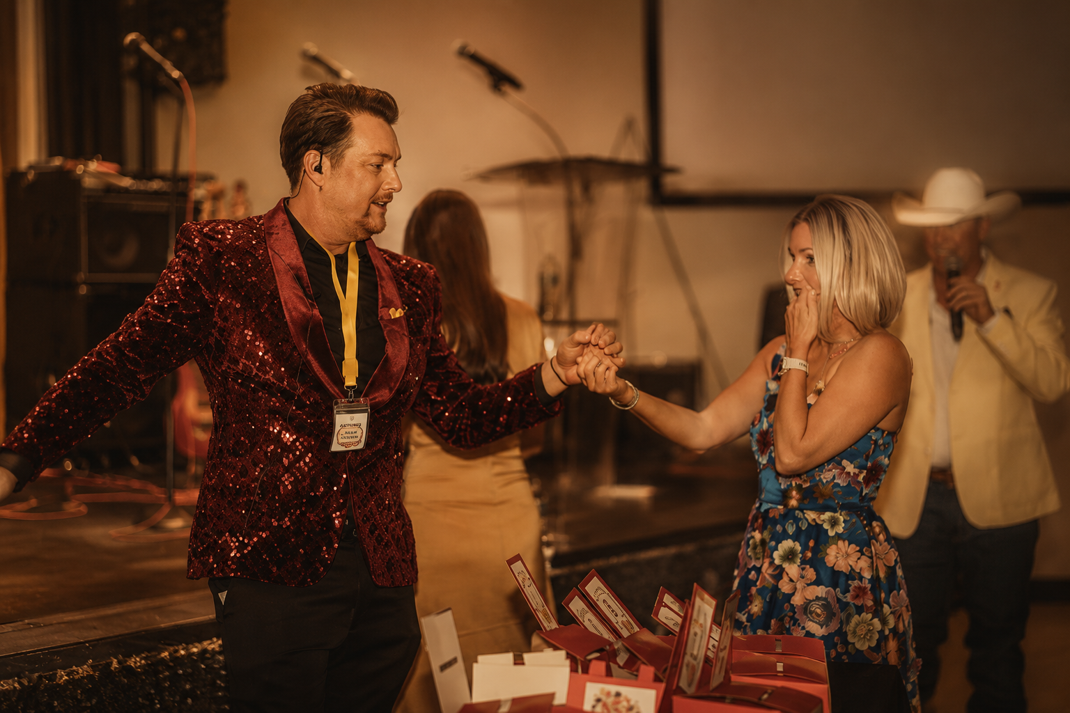 Guests celebrating on the event floor